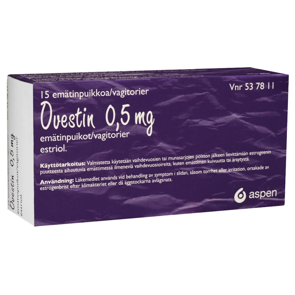 OVESTIN 0,5 mg emätinpuikko 15 kpl