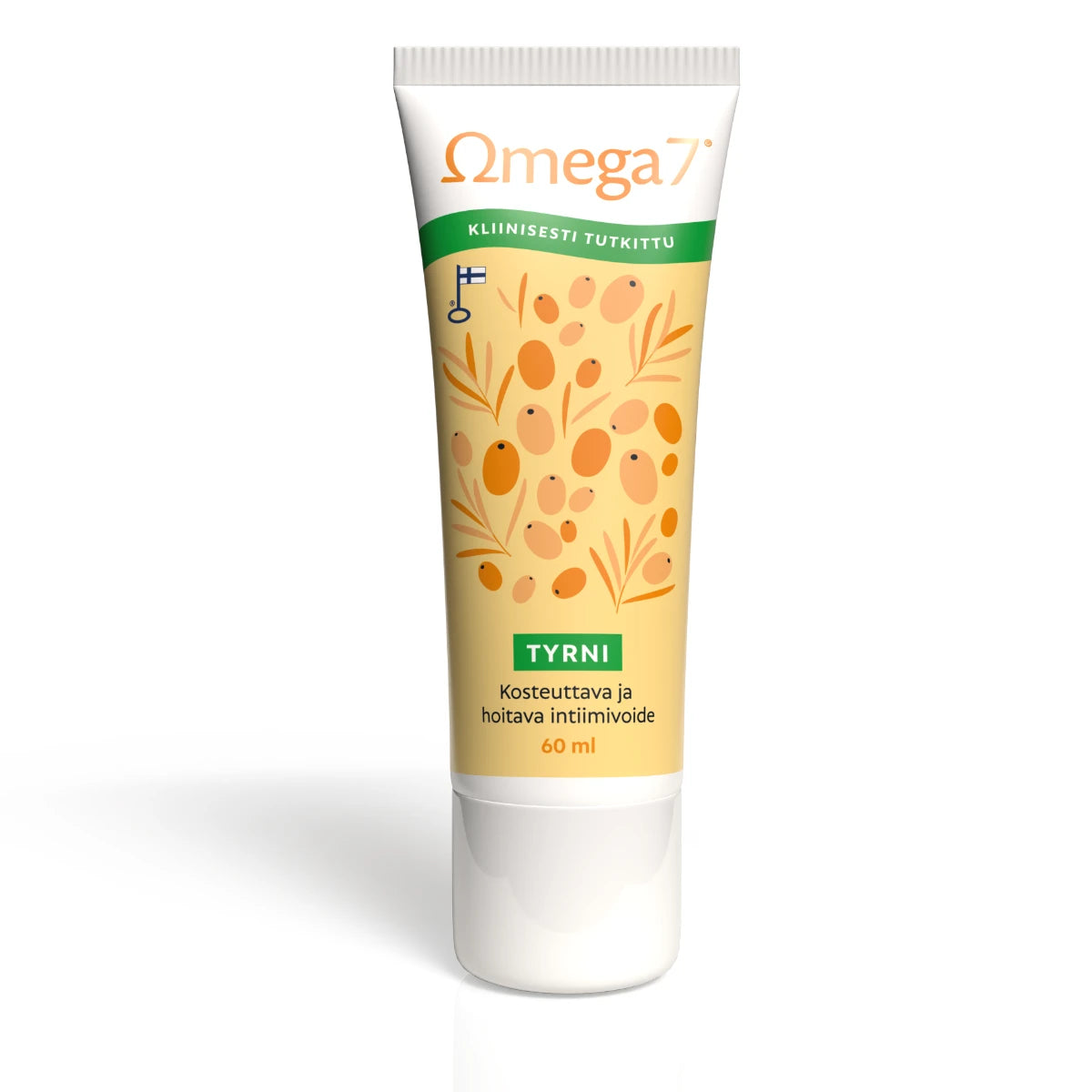 Omega7 Tyrni kosteuttava ja hoitava intiimivoide 60 ml –  Hajusteeton monikäyttöinen hoitovoide limakalvoille ja kuiville ihoalueille