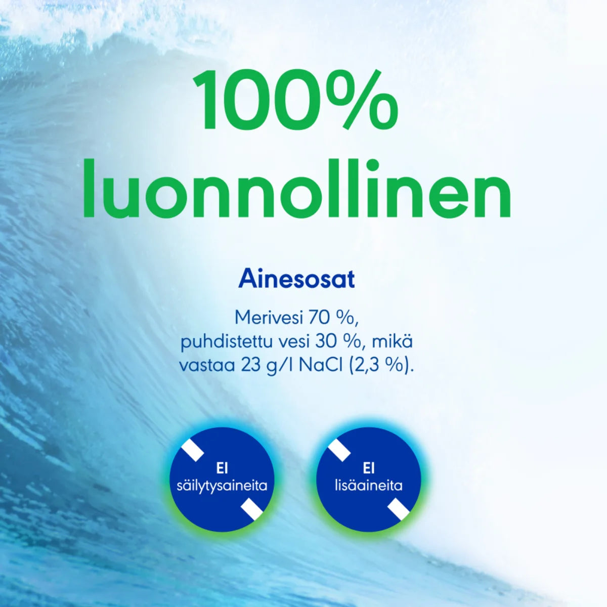 Otrivin Natural Plus Hypertoninen 2,3 % suolavesi on 100% luonnollinen