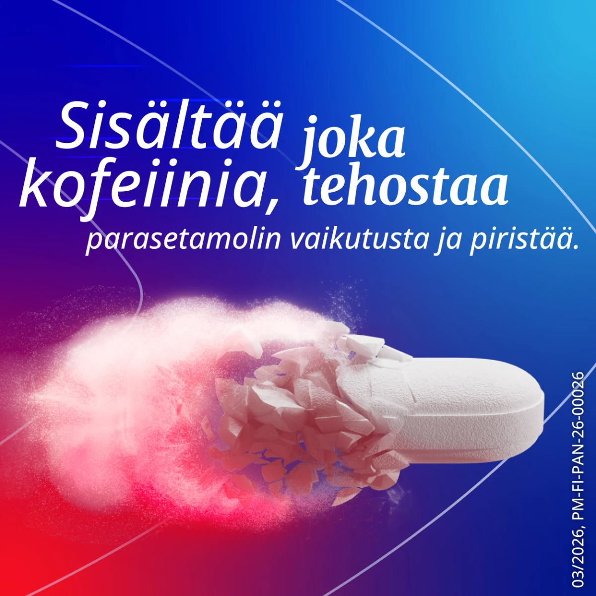 Panadol Coffein sisältää kofeiinia joka tehostaa parasetamolin vaikutusta ja piristää