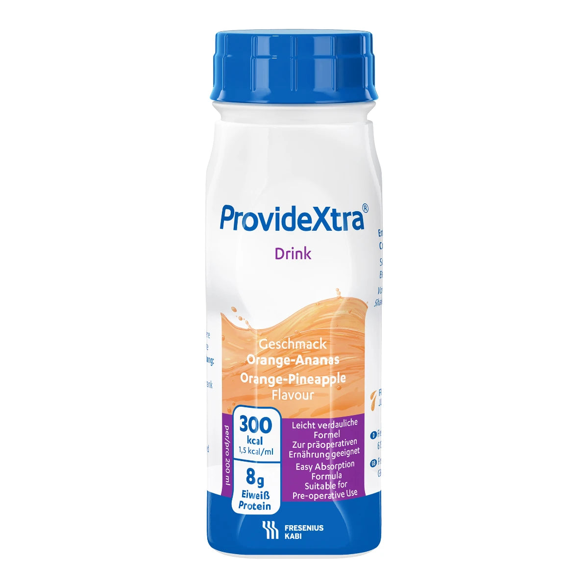 PROVIDEXTRA Drink täydennysravintovalmiste appelsiini-ananas 4x200 ml mehumainen, 300 kcal pullossa