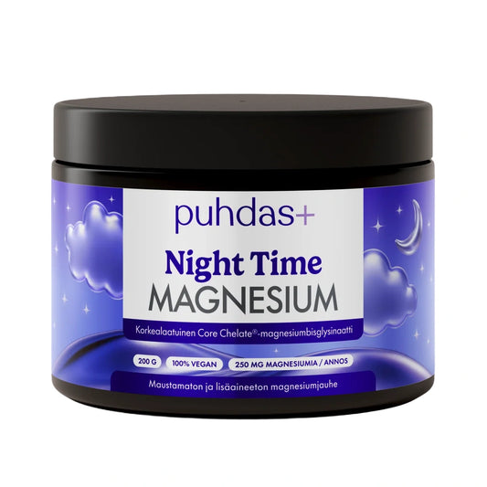Puhdas+ Night Time Magnesium jauhe 200 g