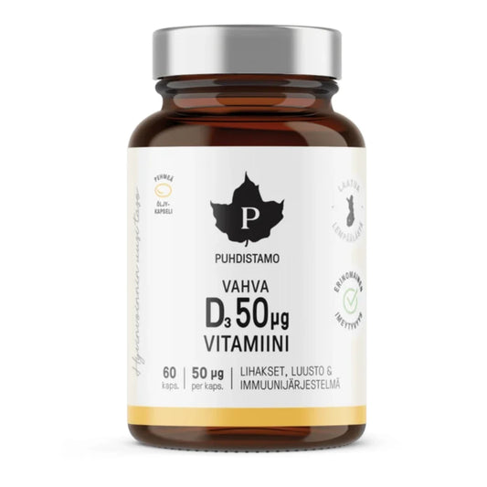 PUHDISTAMO Vahva D-vitamiini 50 mikrog 60 kaps