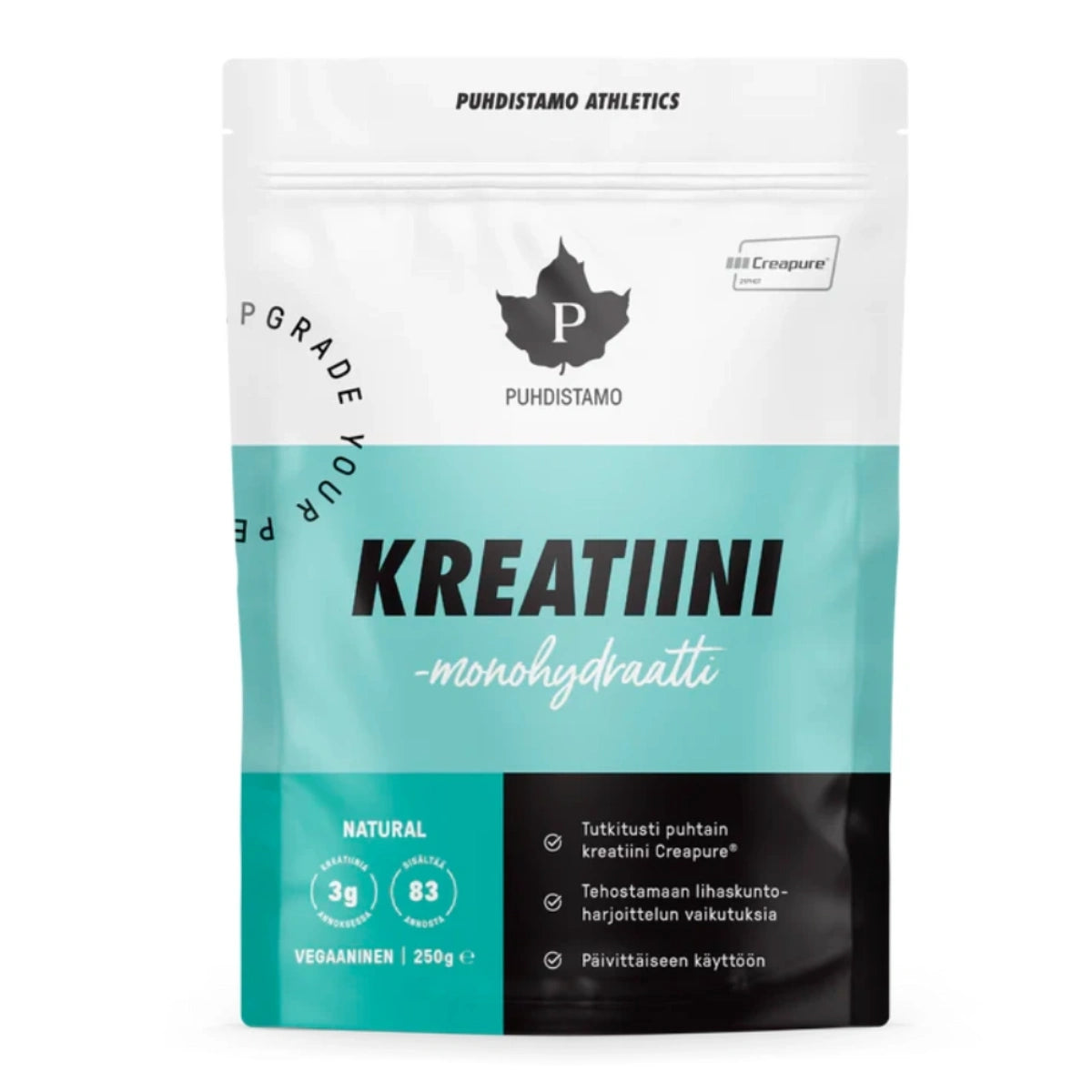 PUHDISTAMO Athletics Kreatiini Creapure 250 g Kreatiinimonohydraattia jauheena