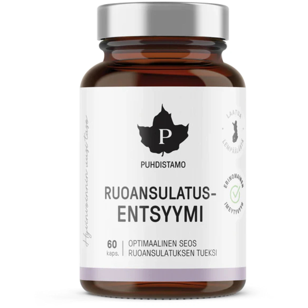 PUHDISTAMO Ruoansulatusentsyymi kapseli 60 kpl optimaalinen seos ruoansulatuksen tueksi