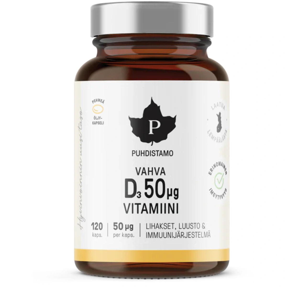 PUHDISTAMO Vahva D-vitamiini 50 µg kapseli 120 kpl