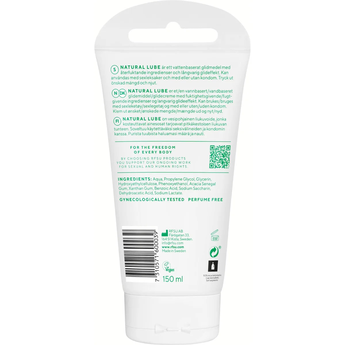 RFSU Natural Liukuvoide 150 ml vesipohjainen