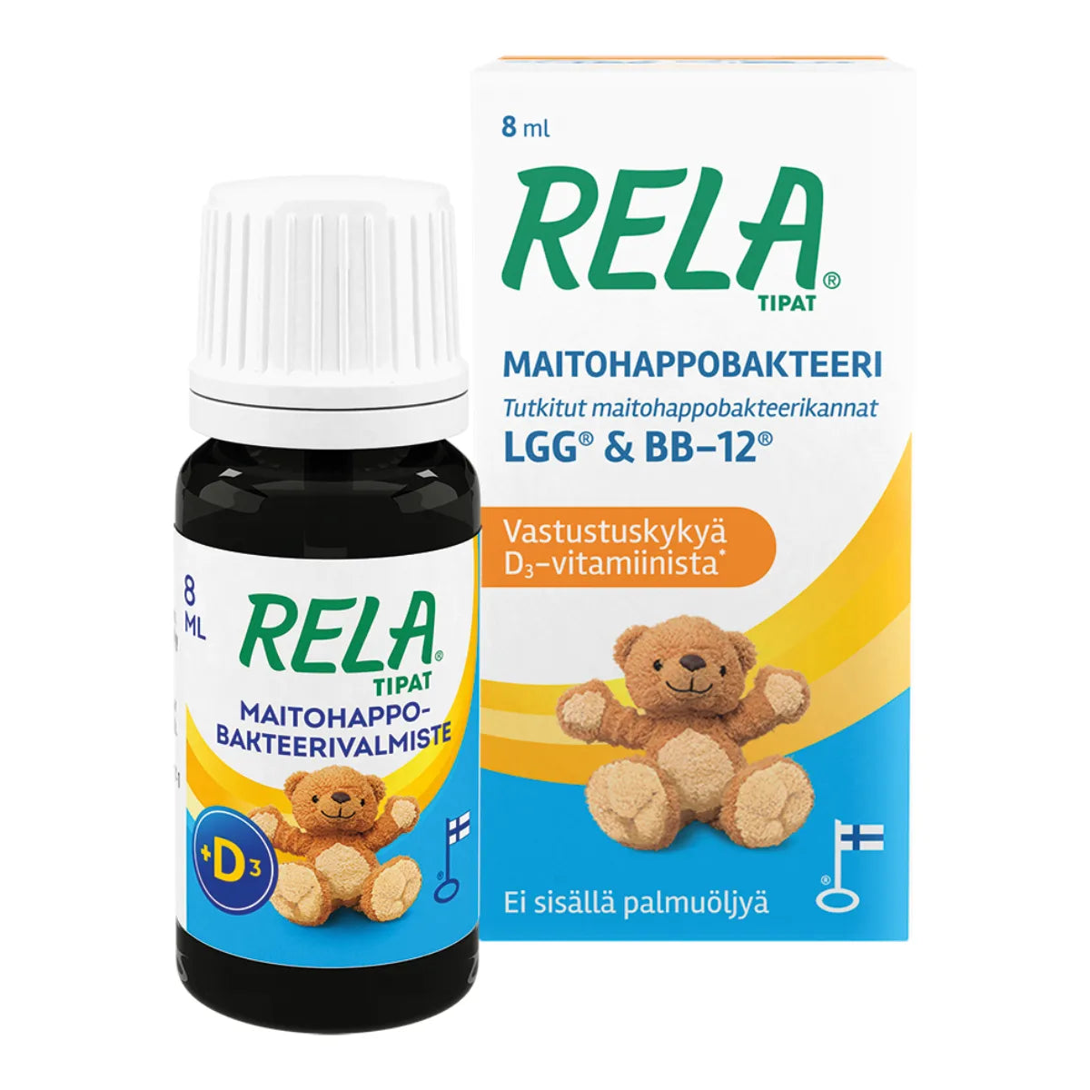 Rela D3 Tipat 8 ml – maitohappobakteeri + D3-vitamiinitippa