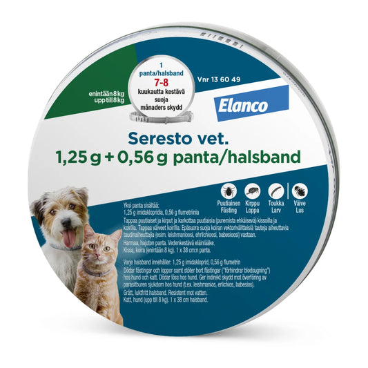 SERESTO Vet kissoille ja koirille alle 8 kg 0,56 g/1,25 g panta