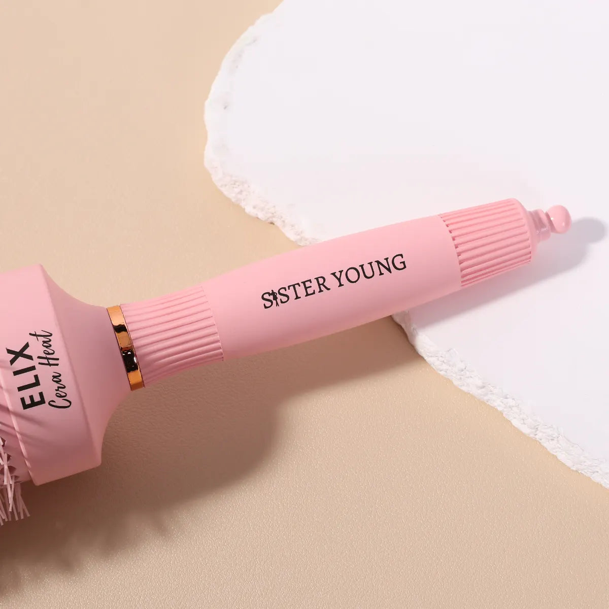 SisterYoung Elix Cera Heat Pink keraaminen pyöreä hiusharja 53 mm ergonominen varsi