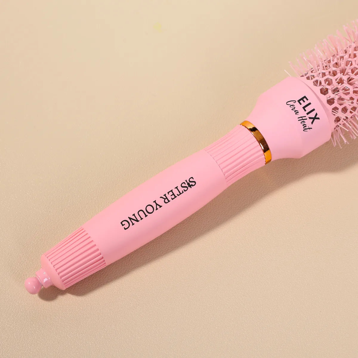 SisterYoung Elix Cera Heat Pink keraaminen pyöreä hiusharja 25 mm ergonominen varsi