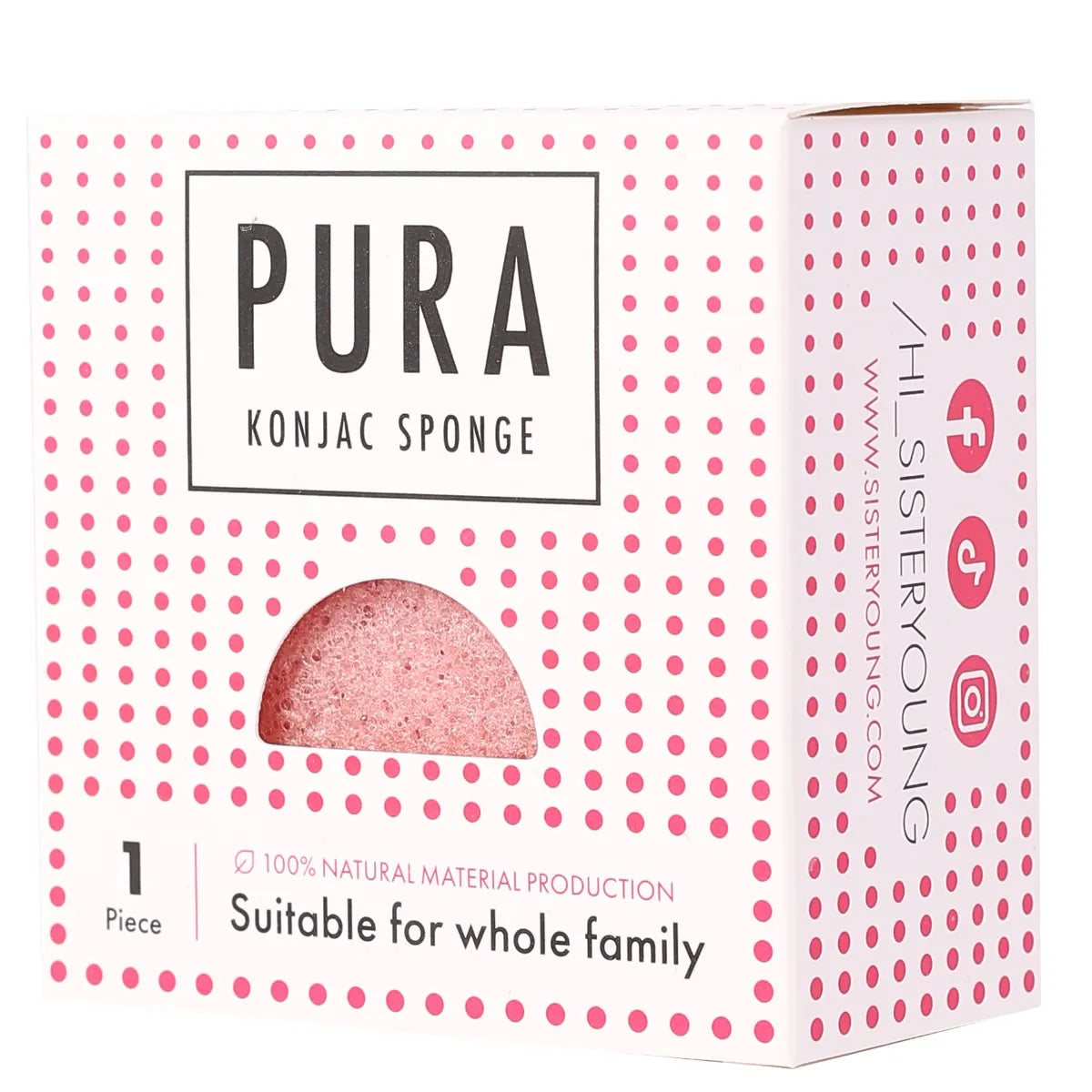 SisterYoung Pura Konjac Pink puhdistussieni on 100% luonnollinen