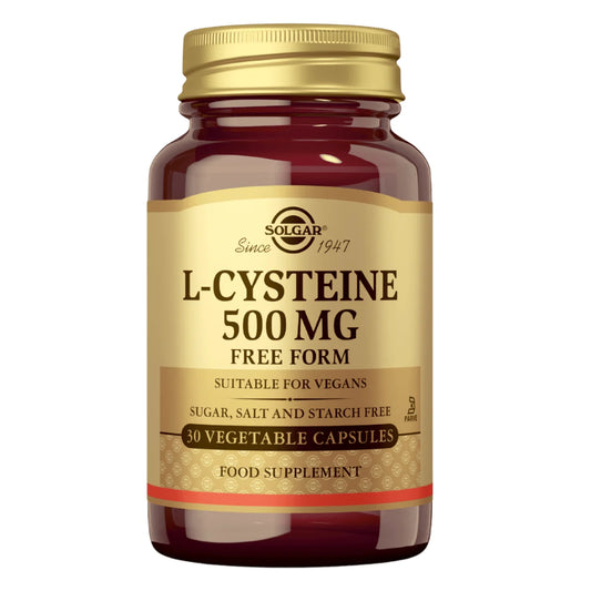 Solgar L-Kysteiini 500 mg 30 kapselia – korkealaatuinen aminohappovalmiste
