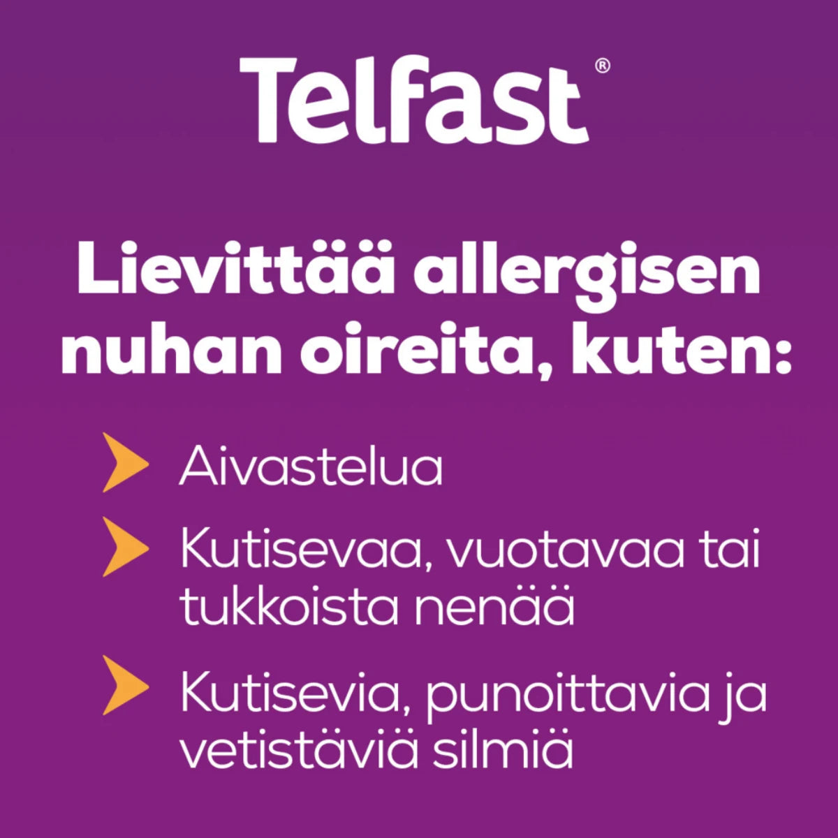 Telfast 120 mg – antihistamiini joka lievittää allergisen nuhan oireita