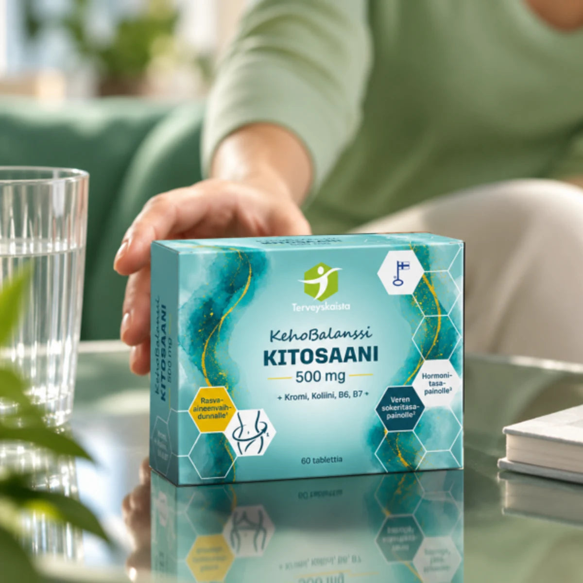 Terveyskaista KehoBalanssi Kitosaani 500 mg + Kromi + Koliini + B6 + B7 60 tabl