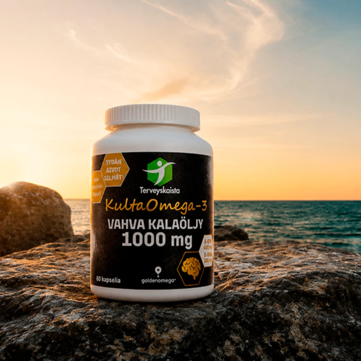 Terveyskaista KultaOmega-3 Vahva Kalaöljy 1000 mg 60 kaps