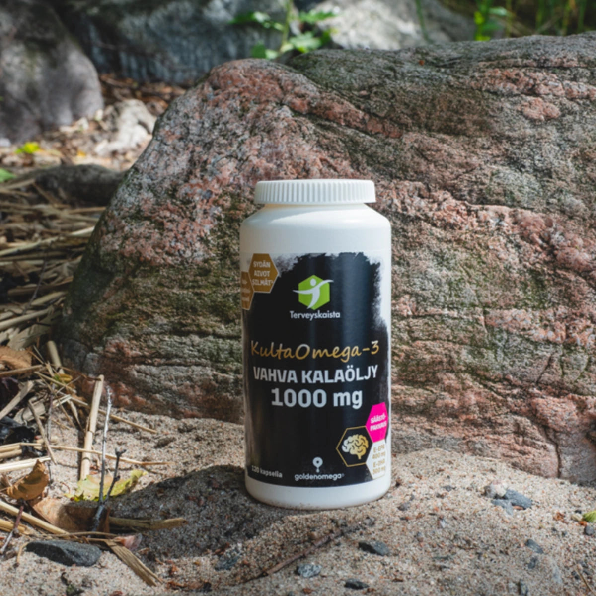 Terveyskaista KultaOmega-3 Vahva Kalaöljy 1000 mg vain 1 kapseli päivässä