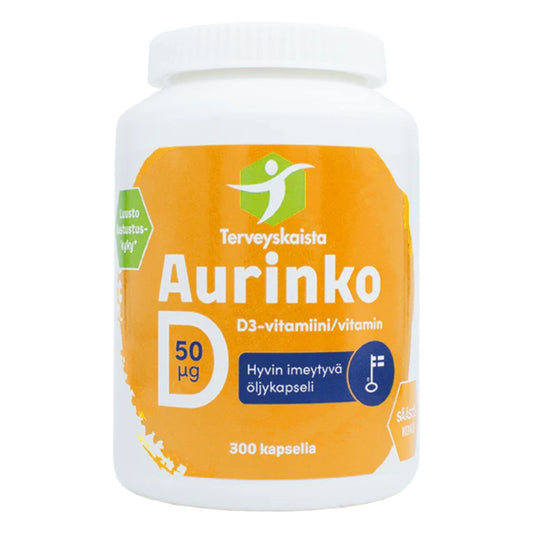 TERVEYSKAISTAN Aurinko D 50 mikrog öljykapseli 300 kpl