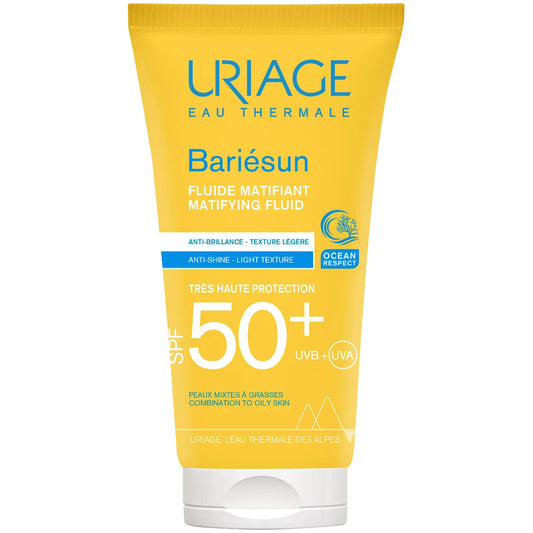Uriage Bariesun SPF50+ Matifying Fluid 50 ml – mattapinnan jättävä aurinkosuojavoide rasvoittuvalle ja sekaiholle