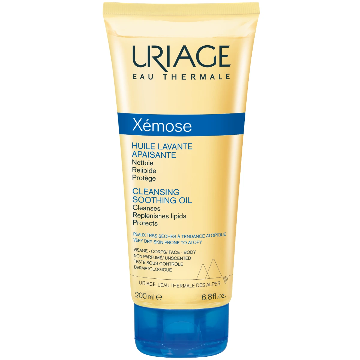 Uriage Xemose Cleansing Soothing Oil puhdistusöljy 200 ml syväkosteuttaa ja puhdistaa tehokkaasti herkkää ja erittäin kuivaa ihoa