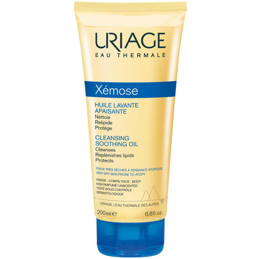Uriage Xemose Cleansing Soothing Oil puhdistusöljy 200 ml syväkosteuttaa ja puhdistaa tehokkaasti herkkää ja erittäin kuivaa ihoa