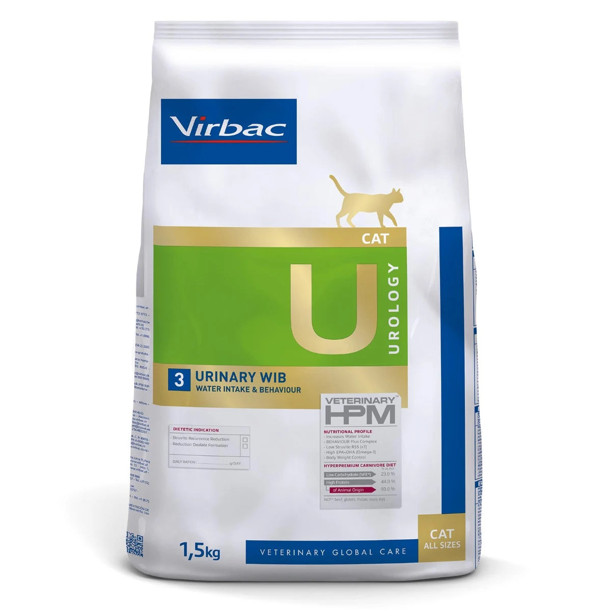 VIRBAC Cat Urology Wib U3 1,5 kg struviitti- ja oksalaattikivien muodostumisen vähentämiseen
