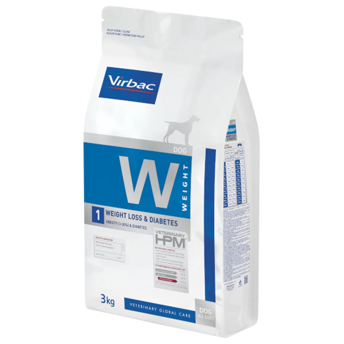 Virbac Dog Weight Loss &amp; Diabetes W1 – Erikoisravinto nopeaan painonpudotukseen ja diabeteksen hallintaan, 3 kg