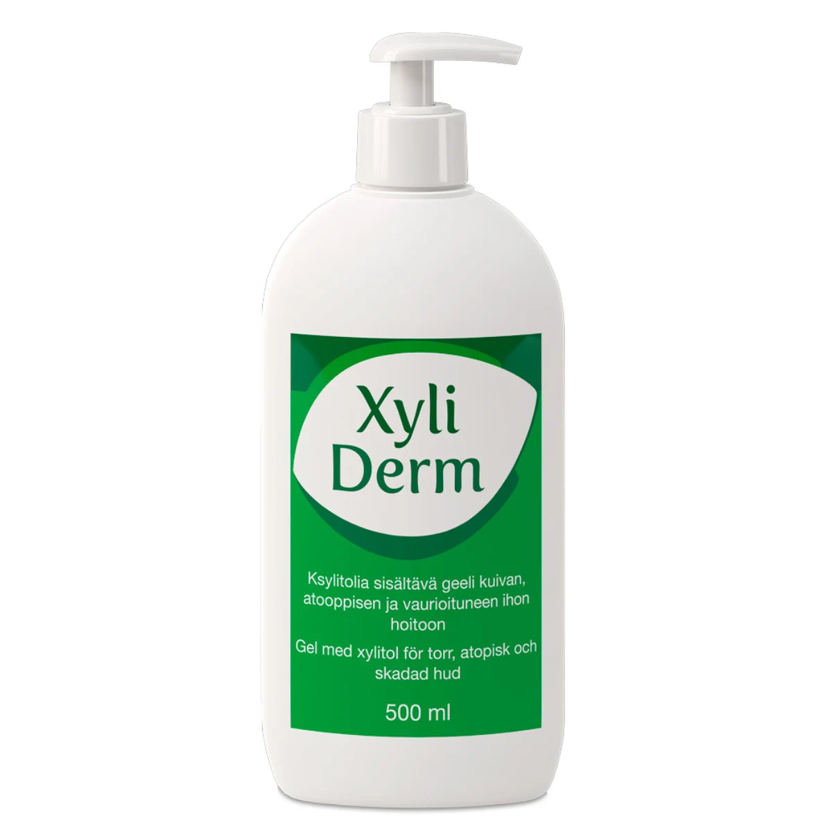 XYLIDERM Geeli pumppupullo 500 ml – Kotimainen geelivoide kuivan ja ärtyneen ihon hoitoon