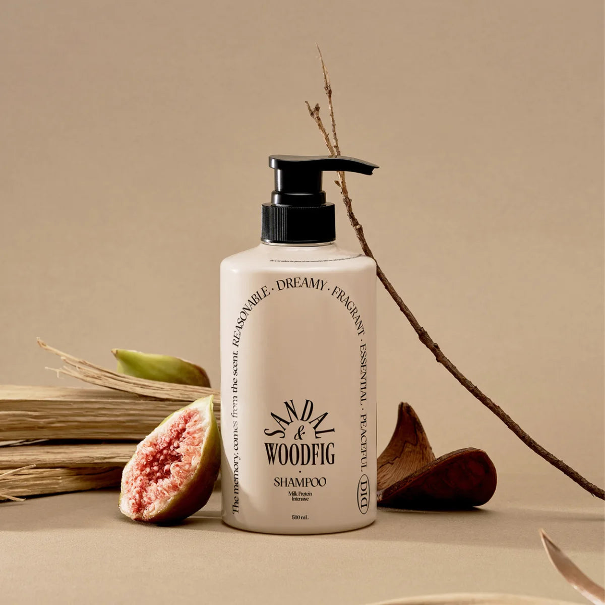odiD Milkprotein Intensive Shampoo Sandalwood Fig 500 ml – ravitsevia öljyjä sisältävä shampoo kuiville hiuksille