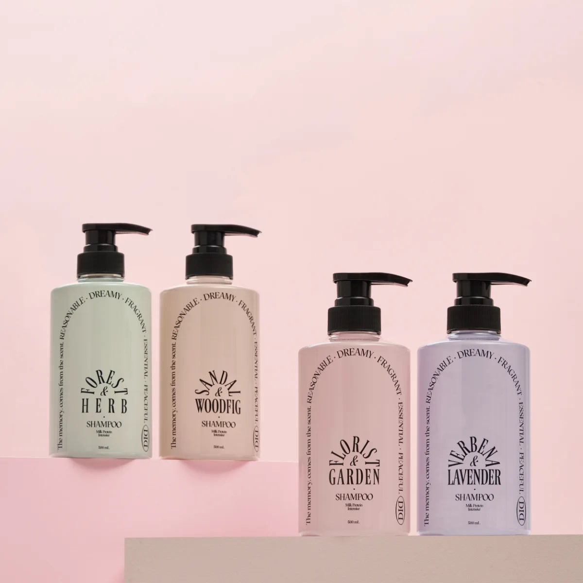 odiD Milkprotein Intensive Shampoo tuotesarjan neljä eri shampoota
