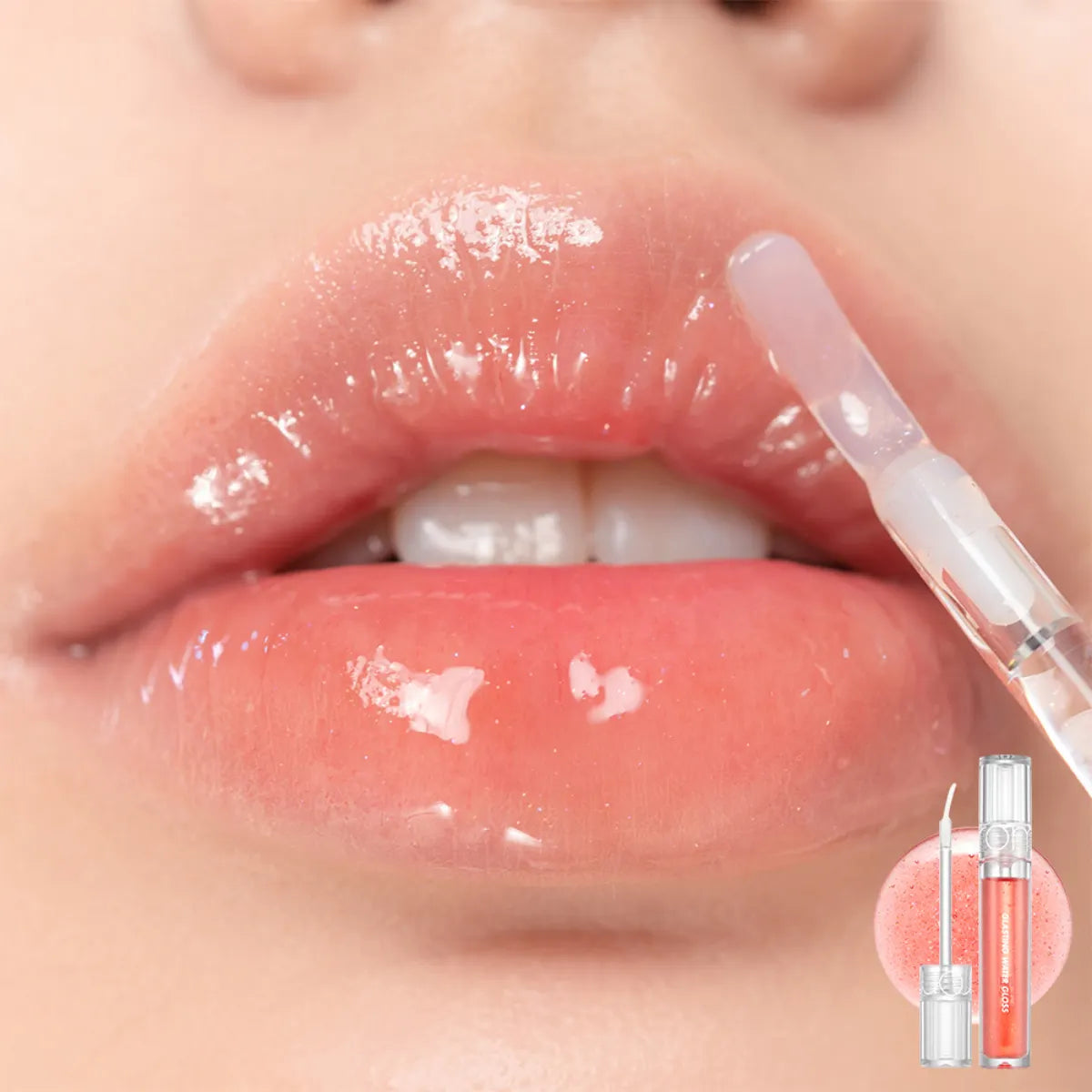 rom&nd Glasting Water Gloss 01 Sanho Crush antaa kiiltoa ja hohtoa huulille