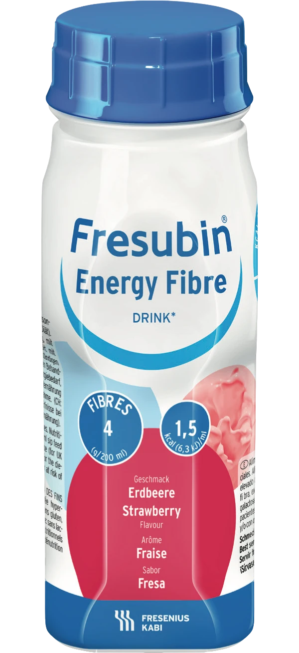 FRESUBIN Energy fibre drink mansikka kliininen ravintovalmiste 4x200 ml