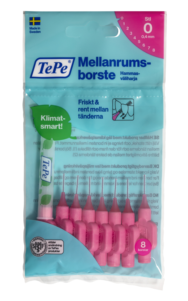 TEPE Original 0,4 vaaleanpunainen hammasväliharja 8 kpl