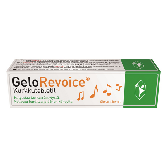 GELOREVOICE sitrus-mentoli imeskelytabletti kurkun ärsytykseen ja käheyteen 20 tablettia