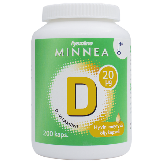 MINNEA D-Vitamiini 20 mikrogrammaa öljykapseli 200 kpl