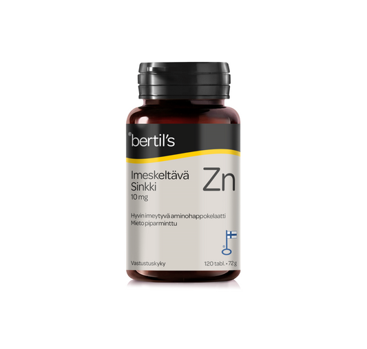 BERTILS Sinkki 10 mg piparmintunmakuinen imeskelytabletti 120 tablettia