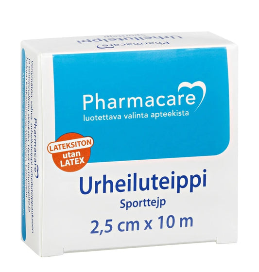 PHARMACARE Urheiluteippi 2,5 cm x 10 m valkoinen 1 kpl