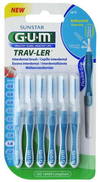 GUM Trav-ler hammasväliharja 1,6 mm sininen 6 kpl
